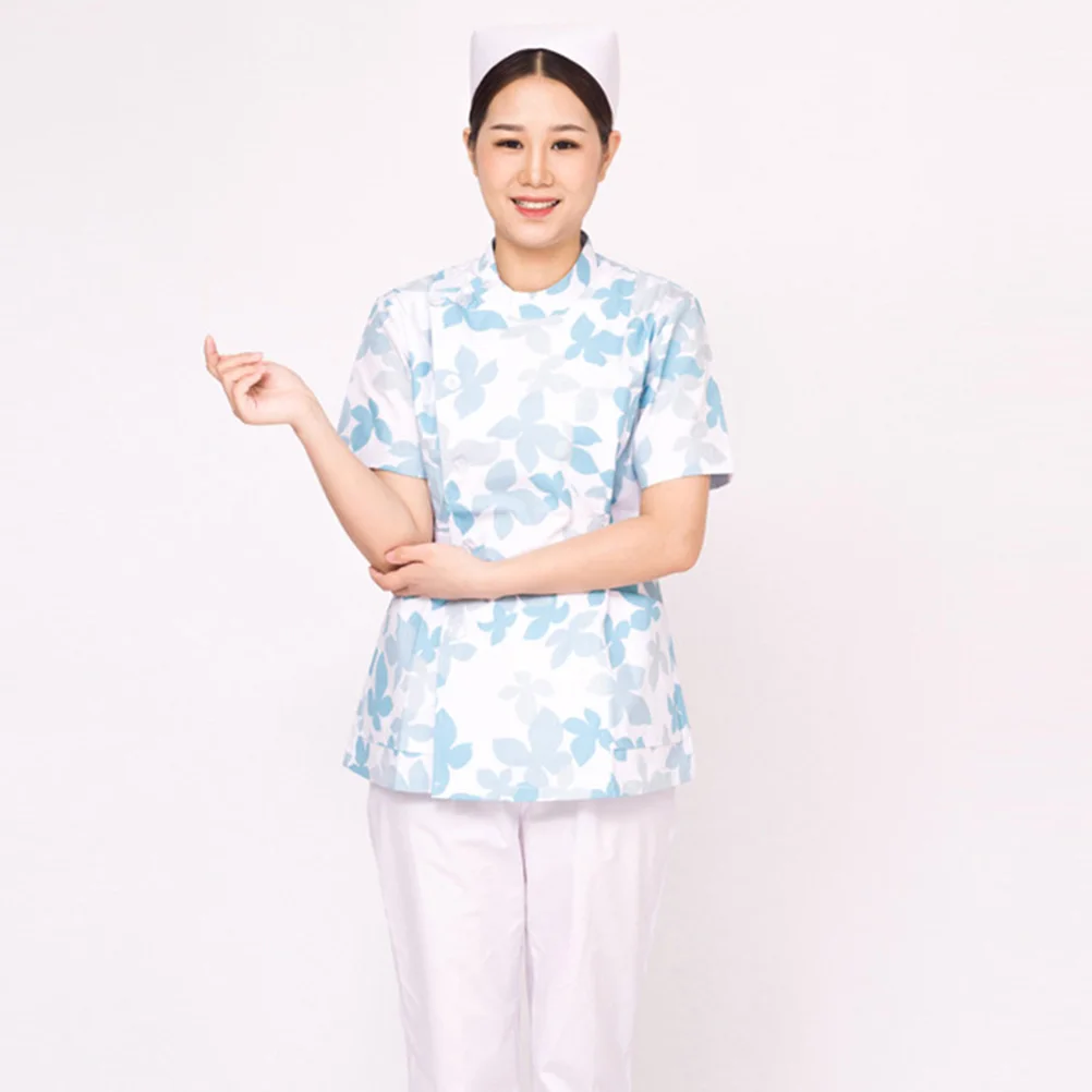 

Nurse Uniform Working Clothes Two Pieces Short Sleeve Maple Pattern Medical Lab Clothing Summer Hospital Clothes Wear