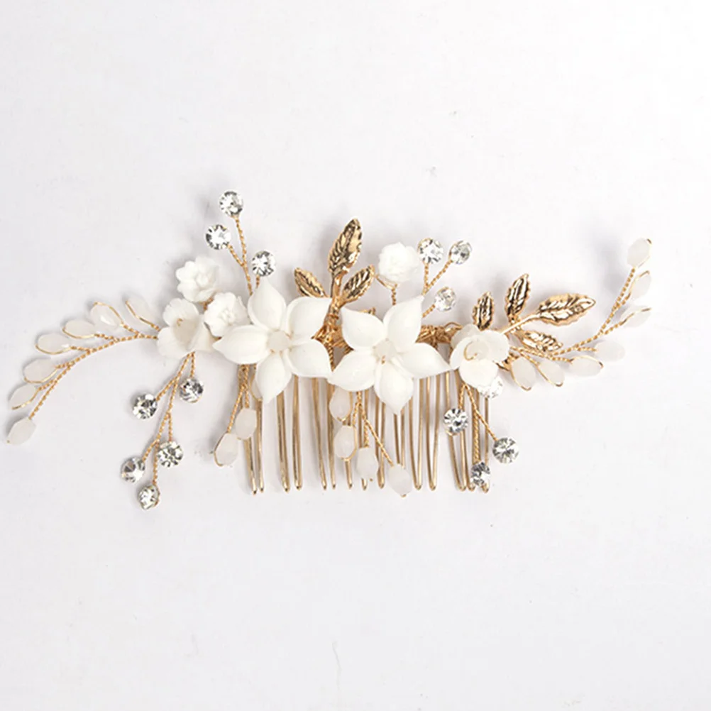 

Хрустальный фарфоровый цветок, боковая расческа для волос, свадебный аксессуар, элегантный цветочный дизайн, прочный, долговечный, удобный, винтажный