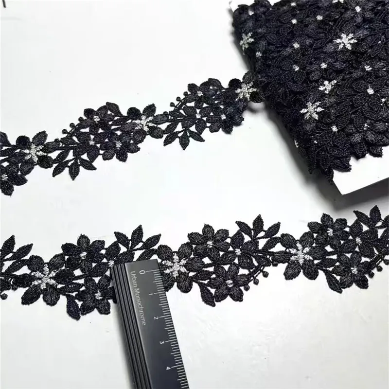 15Yards 4cm Width Shiny Purple Black Hollow Flower Venise Diy Venice Lace Clothing Accessories Of Various Garment,Bra.Skirt