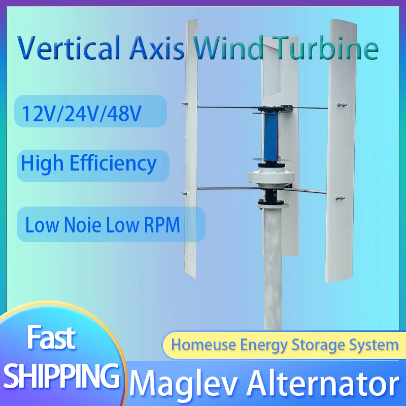 

Vertical Axis Wind Turbine 48V Alternative Energy Generator 220v AC Output Household Complete Kit with Controller and Inverter