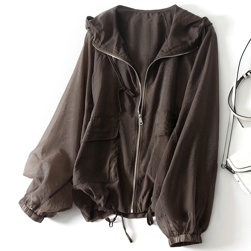 2023 Premium Light and Thin Breathable Hoodie Women\'s Summer Fashion and Unique Loose Relaxed Lantern Sleeves Sunscreen Jacket