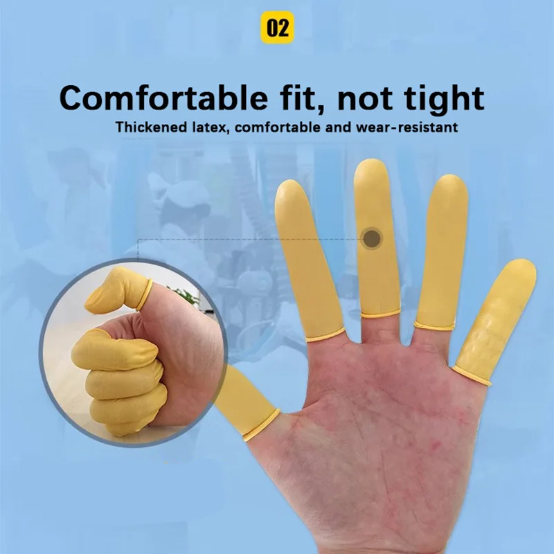Disposable Rubber Gloves, Latex, Fingertip Protective Gloves, Anti-slip, Anti-static, Five Finger Gloves, Thumb Sleeves image 5