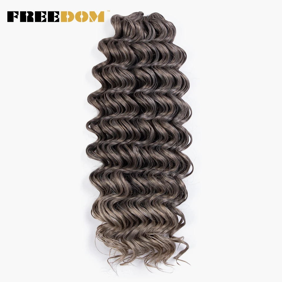 FREEDOM Synthetic Deep Curly Twist Crochet Hair For Braids 24 inch Crochet Braiding Hair Ombre Blonde Hair Extensions For Women