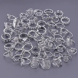 1/5/10pcs Mix Stainless Steel Rings For Women Men Accessories Heart Star Moon Amulet Open Adjustable Ring Vintage Jewelry Anillo