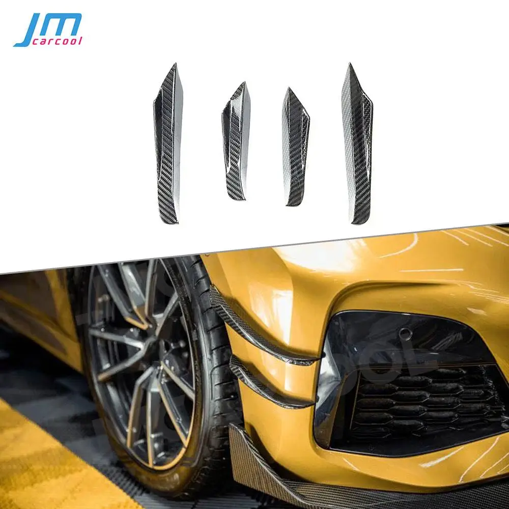 

3 Series Dry Carbon Fiber Front Bumper Side Trim Canards Fins Flaps Cover Spoiler For BMW G20 325i 2019 2020 Car Styling