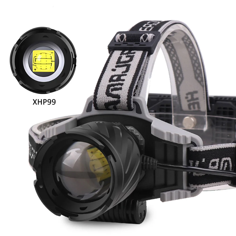 ZK30 High Power XHP99 Super Bright LED Headlamp Fishing Headlight Telescopic Zoom IP64 Waterproof with Charge Display