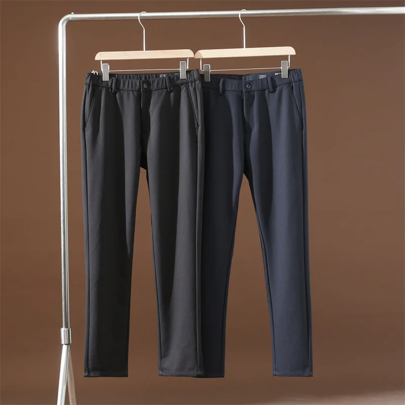 

Larsen двухслойные мужские повседневные брюки из ткани Thiened Cosite с эластичной резинкой на талии, длинные брюки Urban Sle