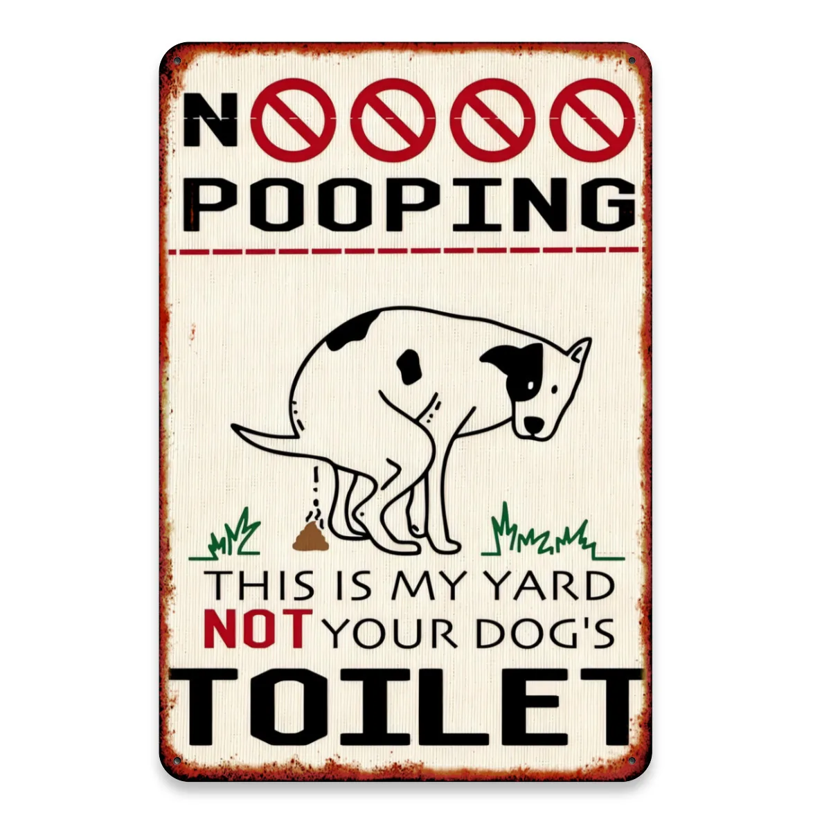 No Dog Poop, This Is My Yard“ – quadratisches Metallschild für Bars, Cafés und Clubs |   Robustes Wanddekor aus Eisen