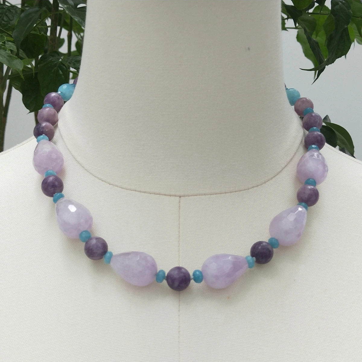 Lii Ji Purple Necklace Amethyst Jade Lepidolite Necklace 49cm Women Jewelry Gift Stock Sale Jewelry