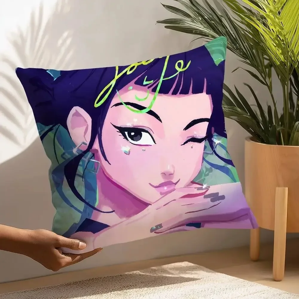KPop Demon Hunters 2D Print Anime Pillowcase Set Plush Fabric Sofa Bedroom Car Office Decor Gift