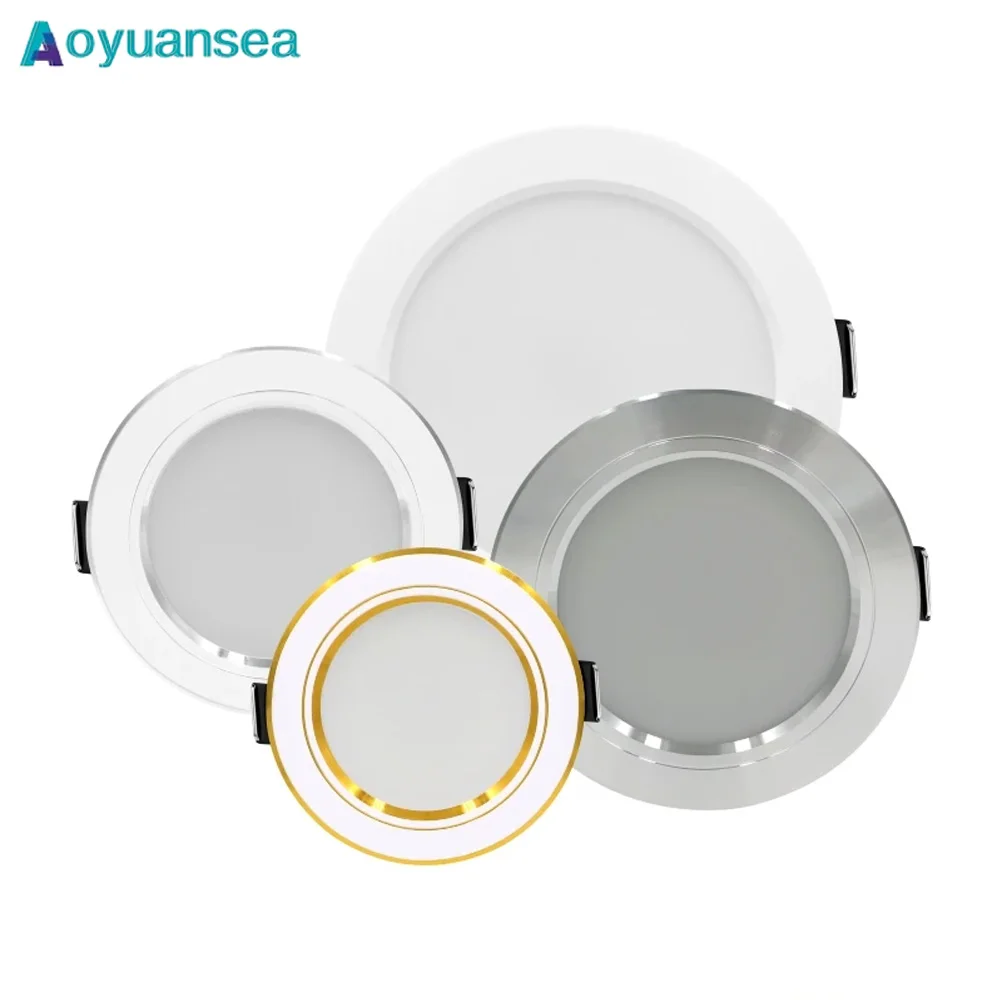 Aoyuansea RGB LED Intelligent Downlight 110V 220V 10W 12W 15W 18W Recessed Ceiling Lights 3/4/5 Inch Round Panel Down Lights