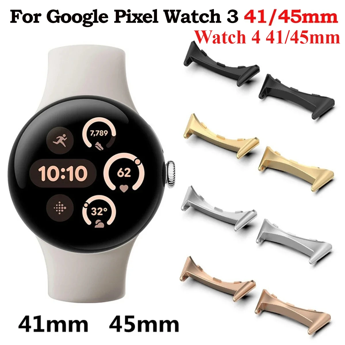 

2 шт. адаптер для ремешка для часов Google Pixel Watch 4 3 45 мм 3 2 1 41 мм аксессуары металлические адаптеры для умных часов замена