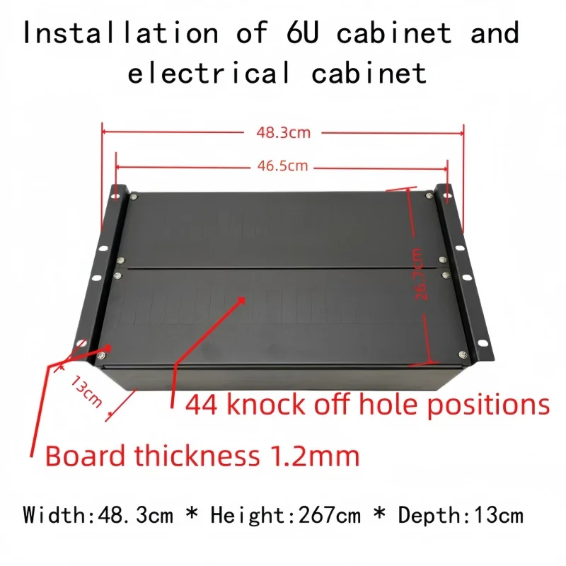 1 Piece of 6U Rack-Mounted Distribution Box, 6U Rack-Mounted Fully Enclosed Distribution Box, Cabinet Power Box, Cabinet Distribution Box: 19inch Cabinet Power Distribution Unit, 1.2mm Cold-Rolled Sheet Metal with Rail-Mounted Neutral and Ground Strips, Cabinet Pre-Fabricated 44-Position Knock-Out Circuit Breaker Slot, Includes 10-Position Neutral Strip*1, 10-Position Ground Strip*1, Server Room Power Distribution Box.