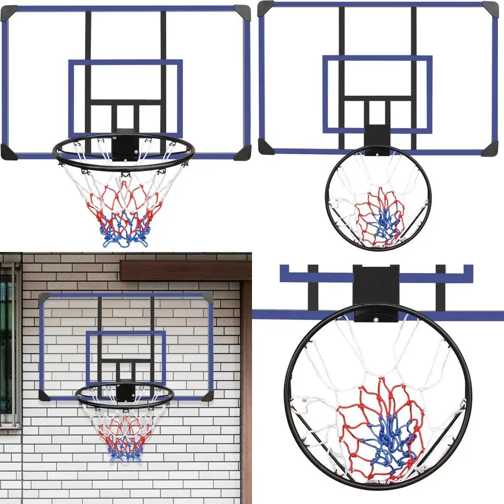 ห่วงบาสเก็ตบอลที่ทนทานทั้งในร่มและกลางแจ้งพร้อมแผ่นหลังขนาด 45x29 นิ้วที่ทนทานต่อการแตกหัก โครงพับได้ และตาข่ายทุกสภาพอากาศ