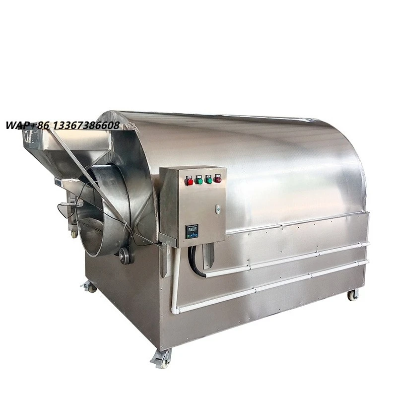 Electromagnetic Stainless Steel Roller Stir-Frying Machine Electric Heating Gas for Melon Seeds Nuts Processing Grain Equipment