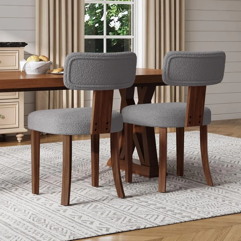 Chaises de Salle à Manger avec Dossier Incurvé et Pieds Réglables, Chaises de Cuisine Cherchées Sherpa Solutions, Gris, pour Salon et Chambre à Coucher, Lot de 4