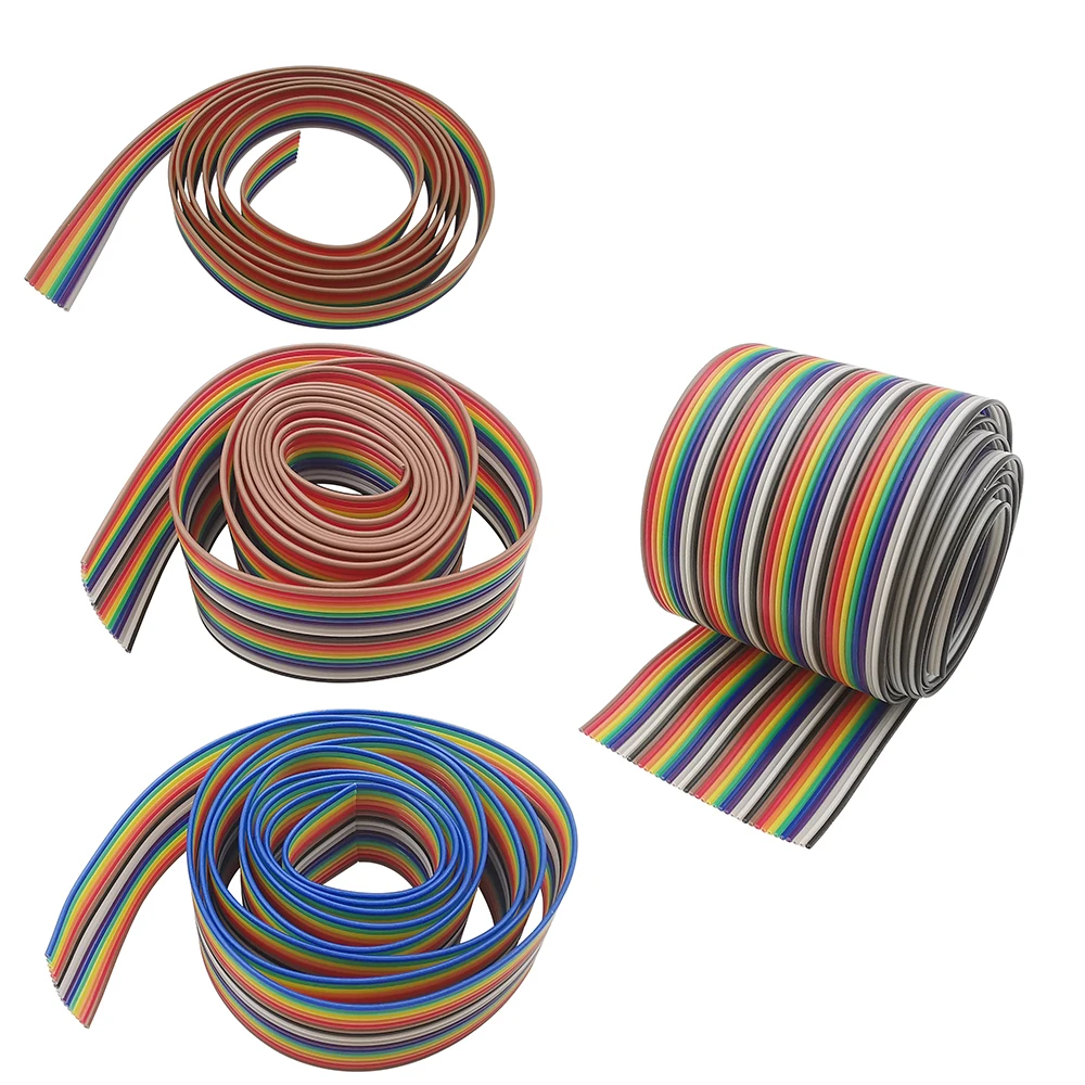 1Meter 6/8/10/12/14/16/18/20/24/26/30/40/50/60Pin 1.27mm Pitch Flat Ribbon Cable Rainbow Wire for IDC FC 2.54mm Connector