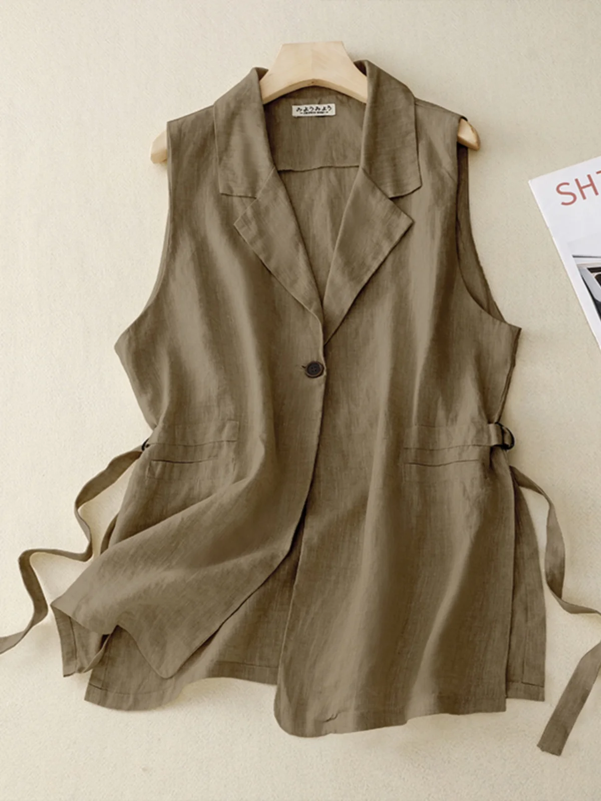 

Loose Women's Suit Vest Summer Outerwear Faionable Oversize oulder Pad Jaet Cotton Blend Busin Casual Sle