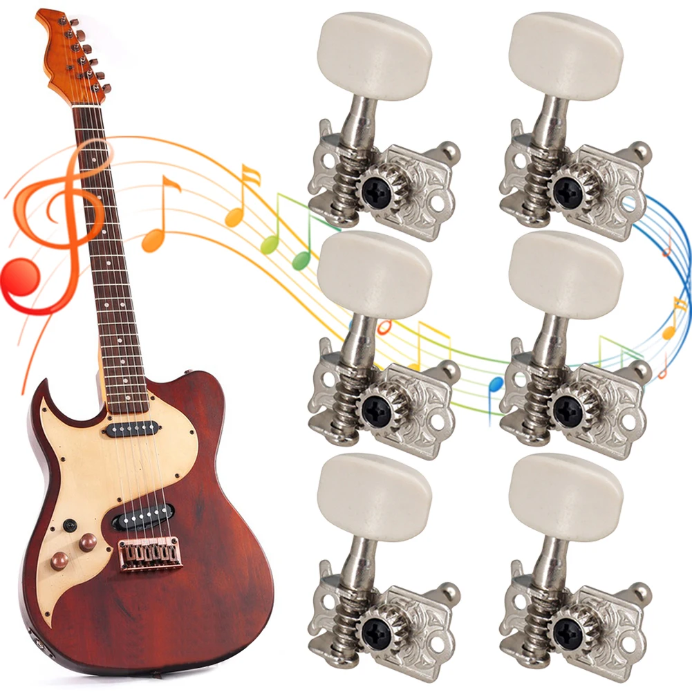 6Pcs Guitar Machine Head Key Peg Tuners Metal Guitar Knob Machine Heads Tuners Guitar Tuning Keys Pegs for Folk Acoustic Guitar