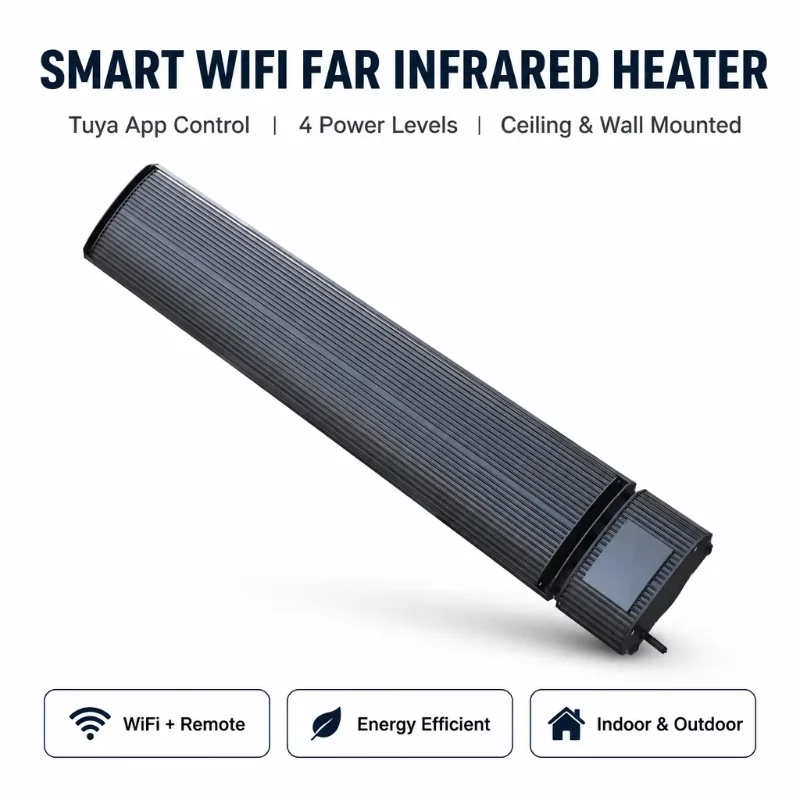 Wifi Control LCD Display Quick Patio Heating Easy Home Long Wave Electric Infra Radiator Room Heater for Yoga Gym