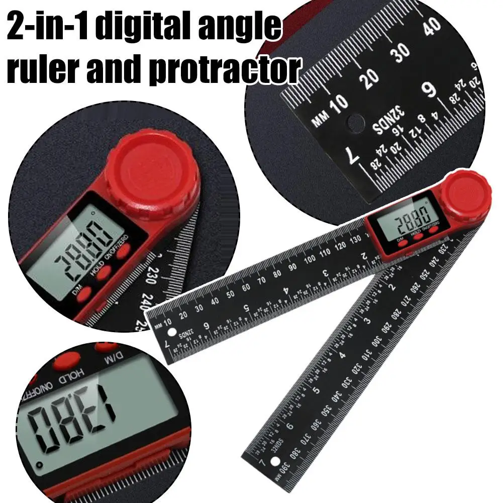 2 In 1 Digital Angle Meter Inclinometer Digital Angle Protractor Electronic Goniometer Tool Angle Finder Ruler Measuring K1u3