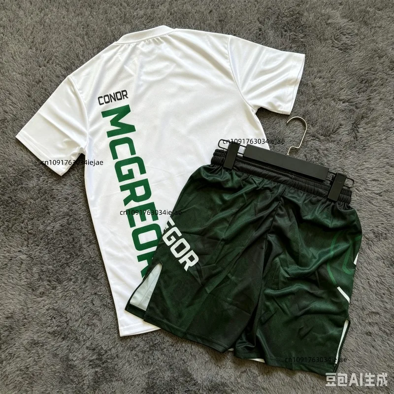Summer Top Boxer MMA Octagonal Cage Conor McGregor Tshirt Shorts Set Kid Sports Training Running Set Speed Drying Fighting Set