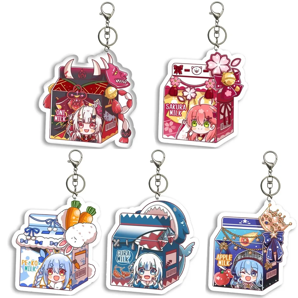 

DIY Hololive Usada Pekora Hoshimati Suisei Sakura Miko Nakiri Ayame Gawr Gura Milk Box Acrylic Keychain Surrounding Gifts
