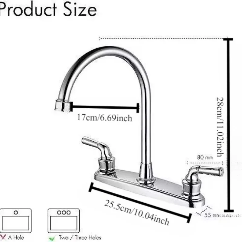 RV sink faucet 8-inch with 360 degree rotating nozzle, flexible and durable, can replace RVs, campers, RVs and travel trailers