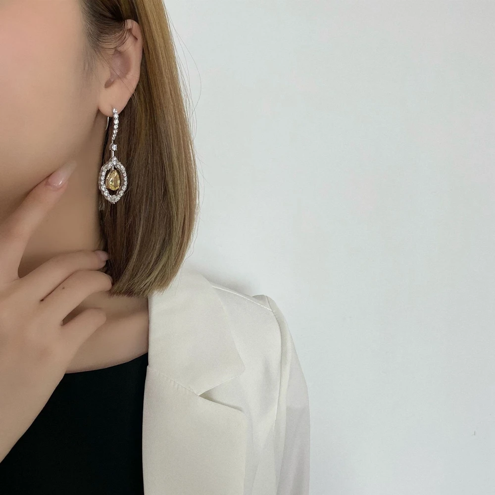 PuBang Fine Jewelry Pear Drop Earrings 100% 925 Sterling Silver Yellow Gem Created Moissanite for Women Party Gift Free Shipping
