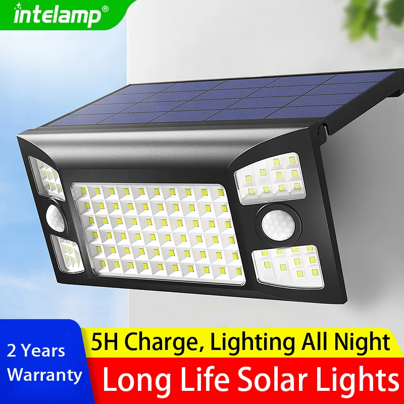 1300LM puissance LED lumière solaire extérieure puissant capteur de mouvement extérieur lampe solaire applique murale IP65 lumière du soleil pour chemin de jardin