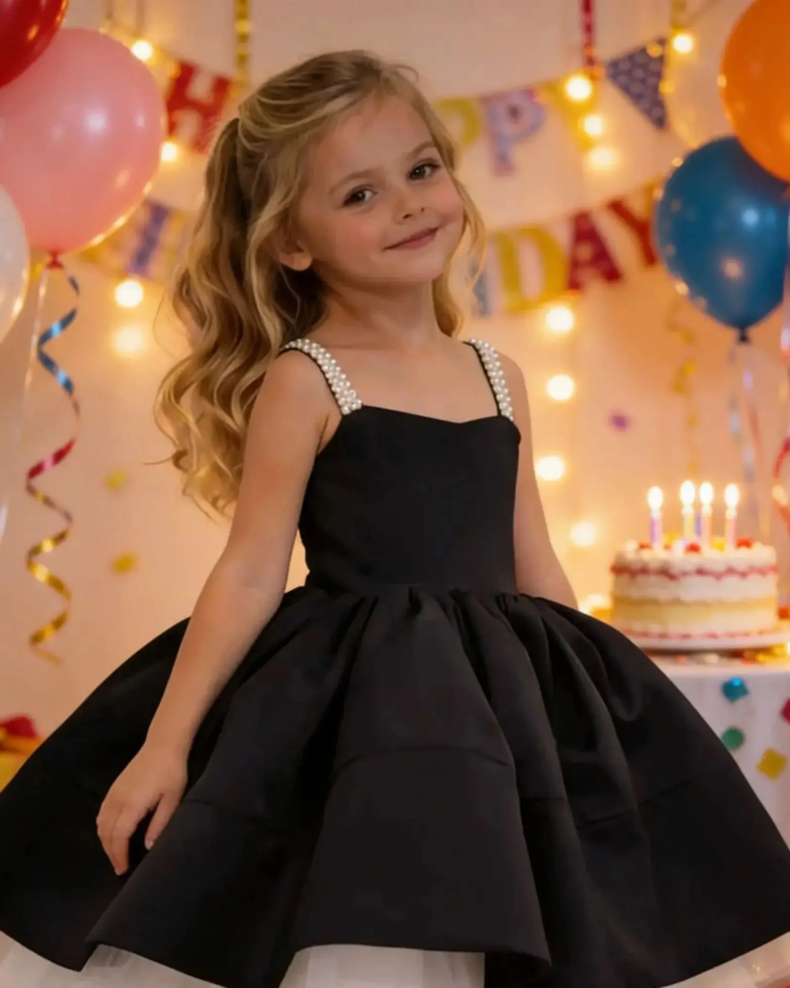 

Princess Flower Girl Dress For Wedding Square Neck Bead Strap Knee Lenght Kids Birthday PartyFirst Holy Communion Gown Custom