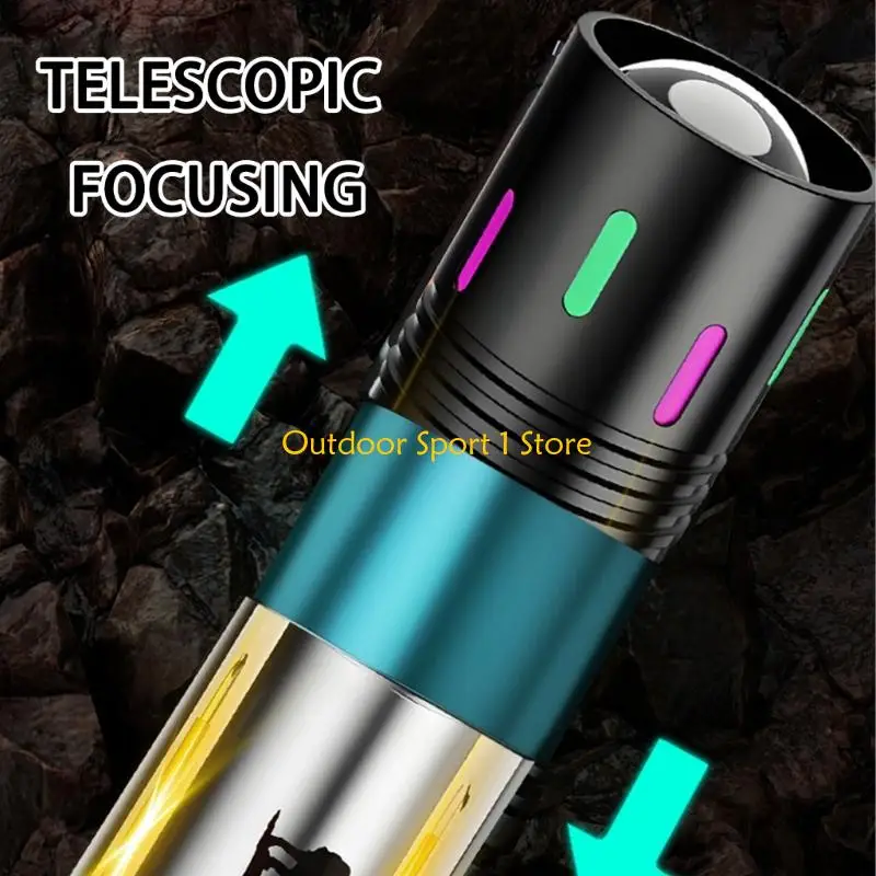 A0KA 4 Mode 5 Level Adjustable Brightness LED Flashlights Rechargeable Waterproofs Resizable Light for Camping Hiking Outdoor