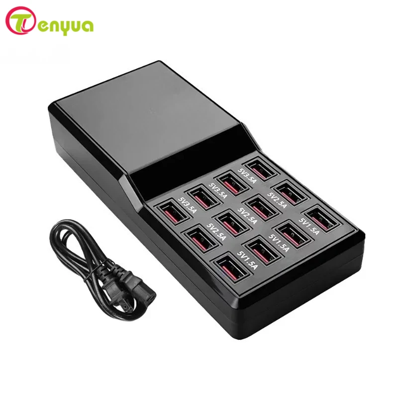 

2025 Universal 5V 1.5V-5A Portable 12 Ports USB Wall Travel Charger USB Desktop Wall Charger Hub Multi Port Rapid Adapter