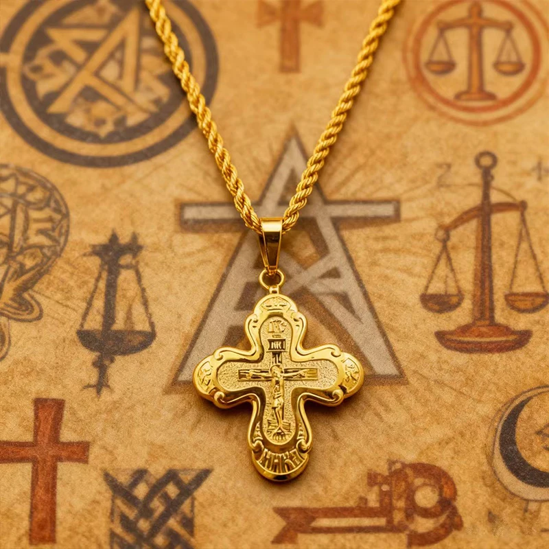 New alloy hollow Eastern Orthodox cross personal prayer pendant cross holiday exquisite gift cross with Jesus icon pray faith