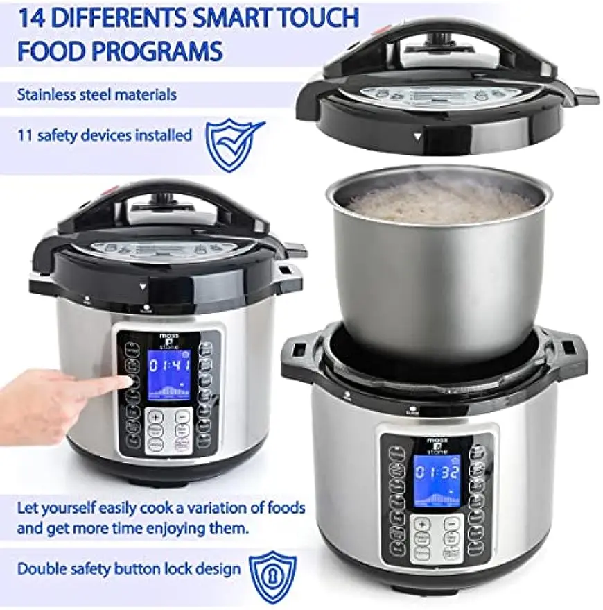 Electric Pressure Cooker with Large LCD Display, Multi-Use 6 Quart Electric Pot, 14 in 1 Slow Cooker, Rice Cooker, Steamer