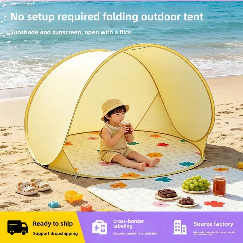 Wholesale Cross-Border Children's Beach Tent Outdoor Camping Foldable Quick Open Sun-Protective Baby Tent