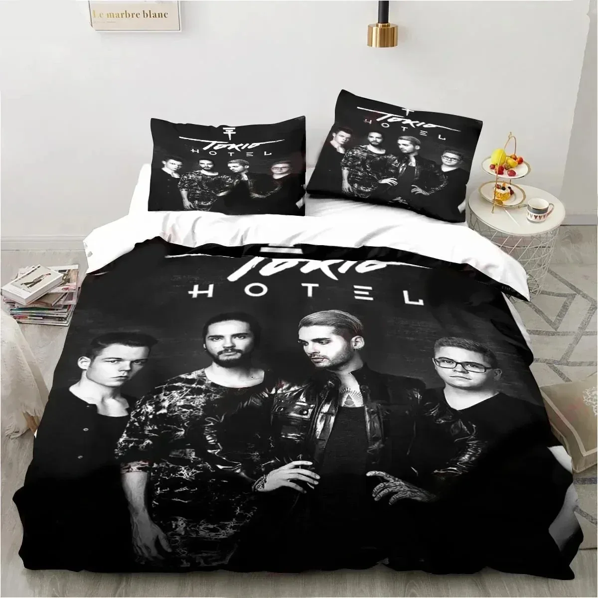 3D Print Tokio Hotel Band Bedding Set Duvet Cover Bed Set Quilt Cover Pillowcase Comforter king Queen Size Boys Adult Bedding