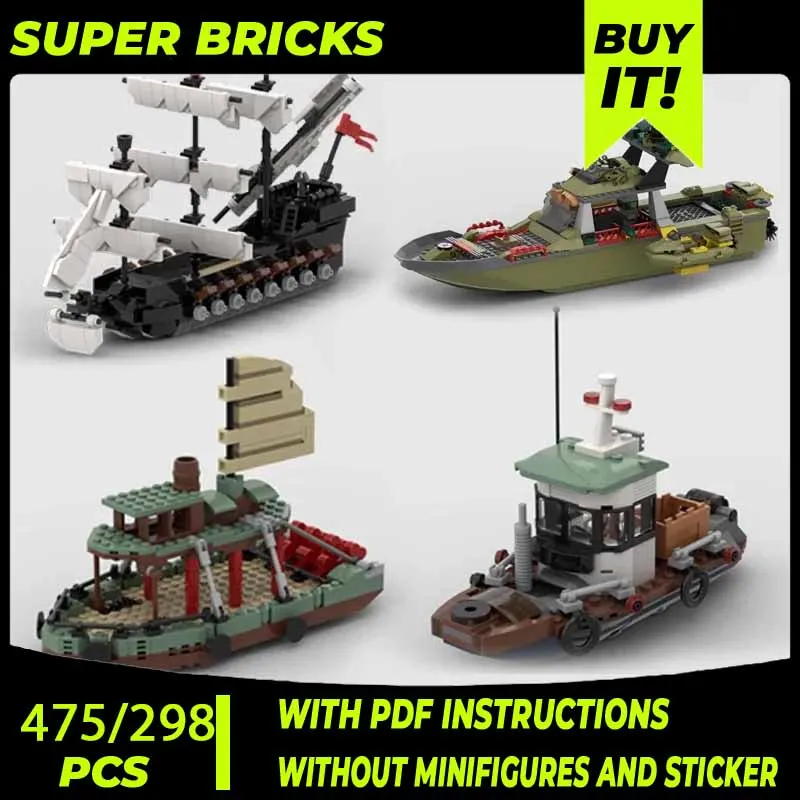 

Moc Building Blocks Ship Series Model Mini Sailship Steamboat Technical Bricks DIY Assembly Famous Toys For Childr Holiday Gifts