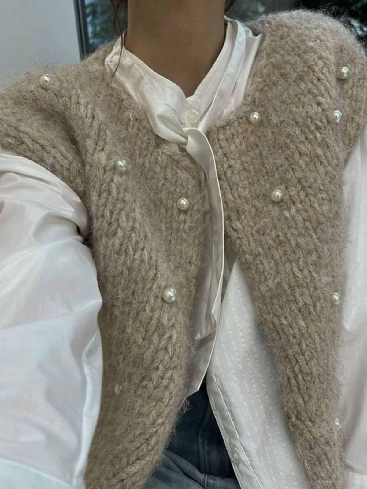 Gilet maglione lavorato a maglia retrò da donna con ricamo pesante design cardigan ort capispalla stratificazione superiore calore primavera autunno
