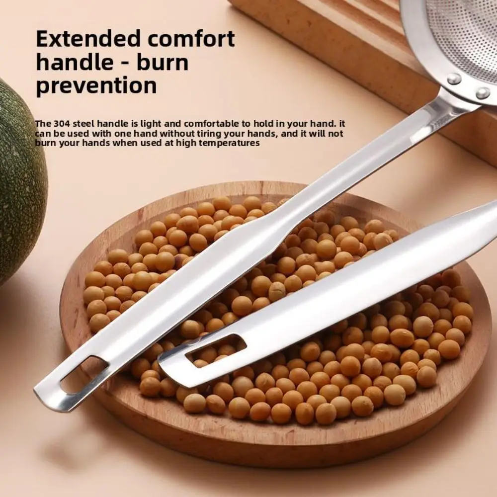 New Stainless Steel Oil Strainer Fine Mesh Anti-scalding Foaming Spoon Thickened Slotted Spoon for Remove Floating Oil Foam