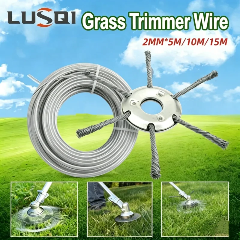 LUSQI 2mm*5m/10m/15m Nylon Trimmer Line & 6