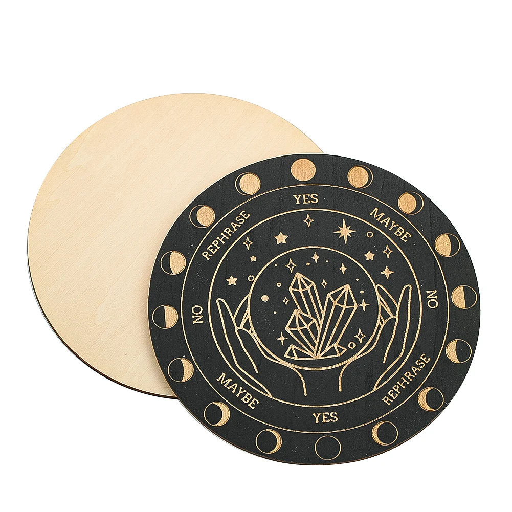 Cuscino in cristallo di legno a doppia faccia Gioco da tavolo Tavola da meditazione energetica Forniture per rituali di meditazione yoga Nero 15 cm