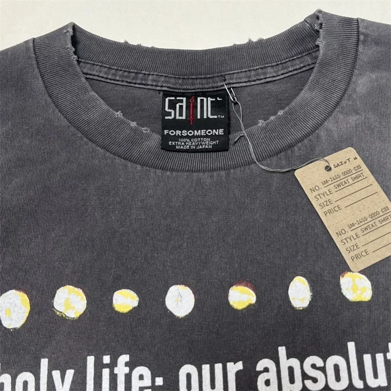 

2025 25SS SAINT MICHAEL, большие размеры с короткими рукавами для мужчин и женщин, 1:1, лучшее качество, винтажные топы, футболка