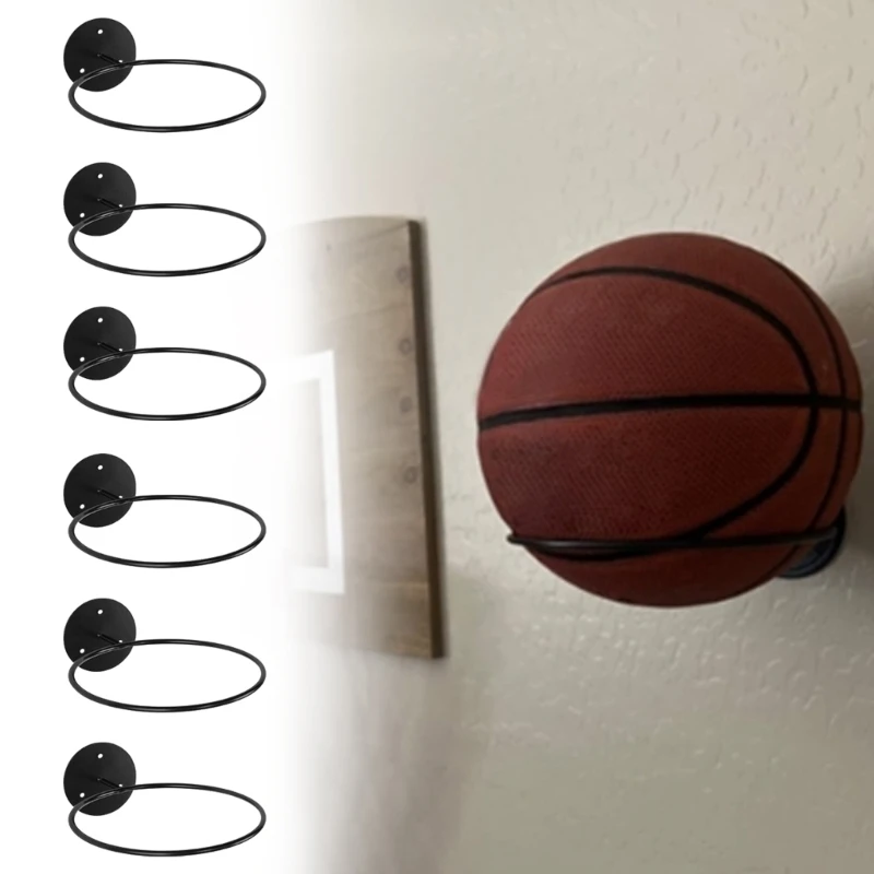 6Pcs Wall Mount Soccer Ball Holder Ball Storage Organizers for Display Volleyball Football Rack Basketball Organizers 24BD