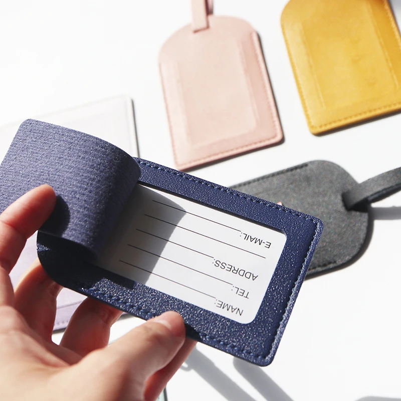 Custom Company Logo Travel Luggage Tag Wholesale PU Leather Personalized Name Bag Pendant Business Trip Holiday Suitacse Label