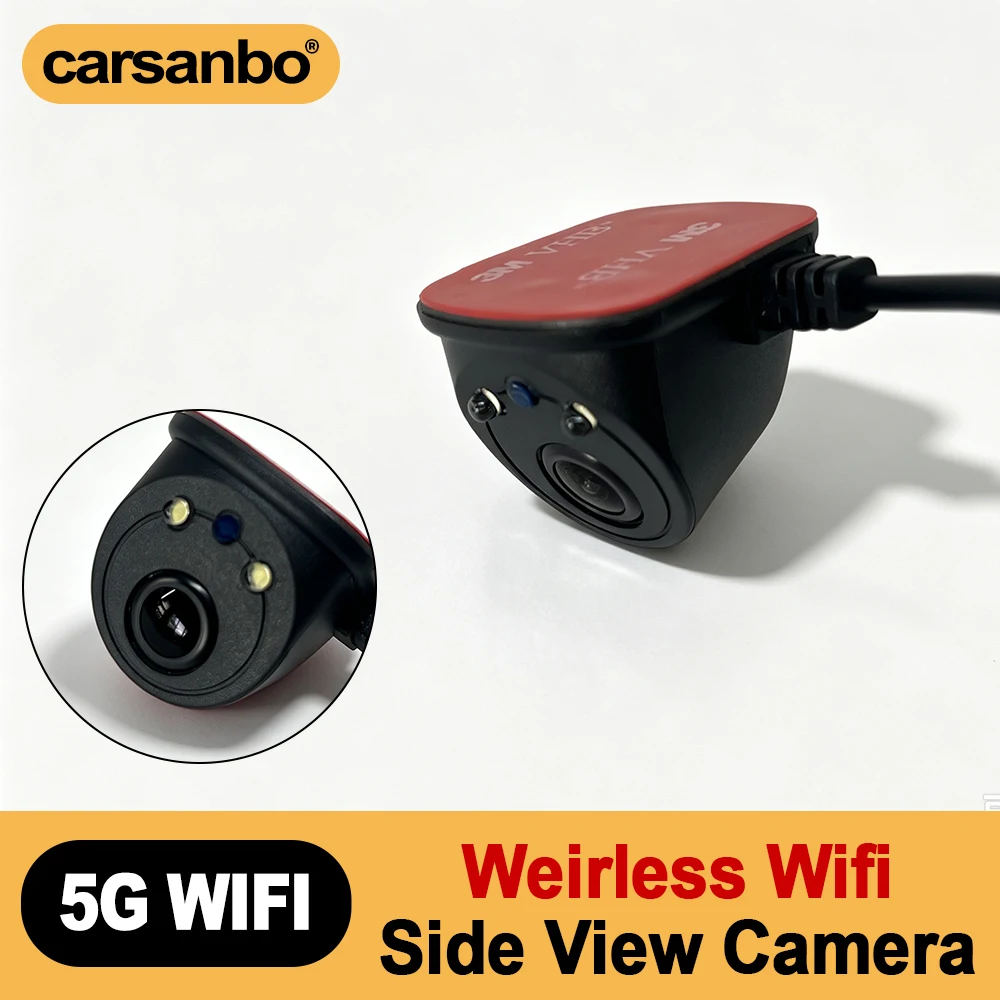 Carsanbo Auto-Totwinkel-Seitenkamera WLAN Kamera Rückfahrkamera Drahtlos 5G 720P HD Kamera für IOS Android