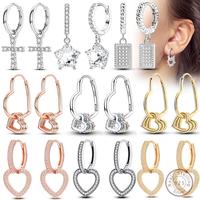 925 Sterling Silver Earrings Simple Shining Star Round Hoop Fashion Zircon Wedding Women Jewelry Gift