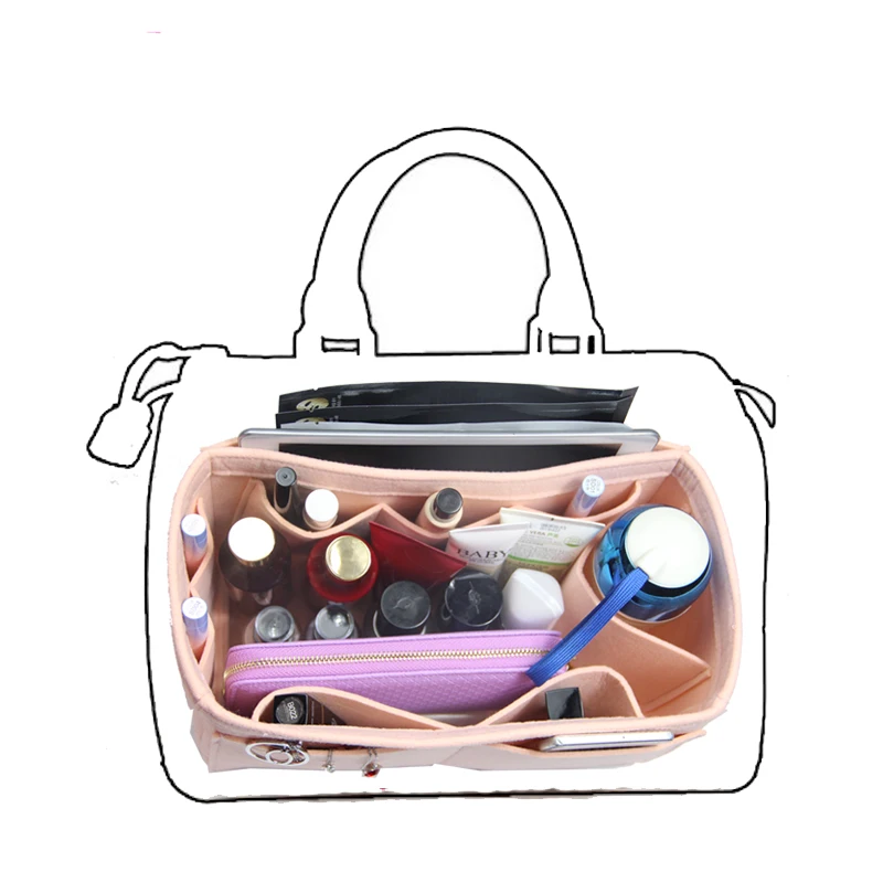 Customizable Felt Tote Organizer Bag w/Milk Water Bottle Holder)Neverfull MM GM PM Speedy 30 25 35 40 Purse organizer Insert Bag