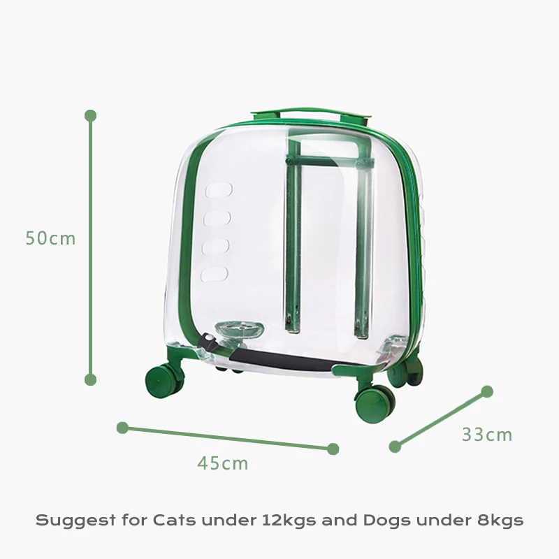 Elfwalk Pet Trolley Box Portable Transparent Case with Silent Wheel for Cats and Dogs