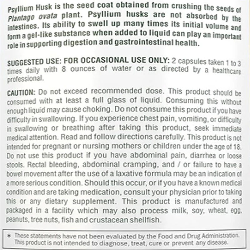 PSYLLIUM Shell Capsules -1450mg Per Serving, A High-quality Fiber Supplement for Imported Cherries